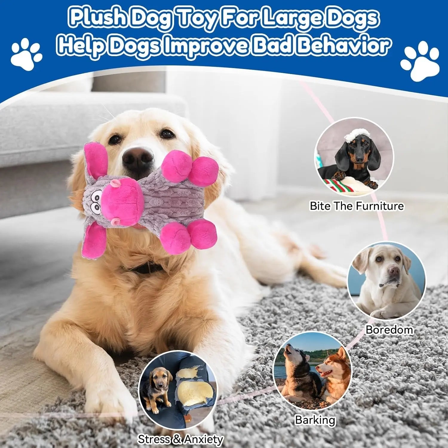 Plush Crinkle and Squeaky Dog Toy for All Life Stages