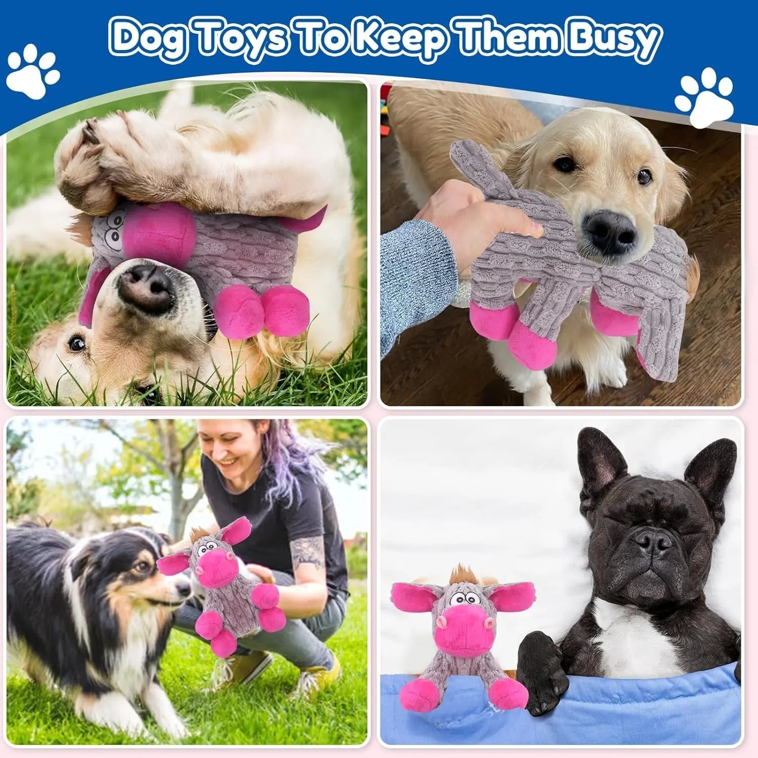 Plush Crinkle and Squeaky Dog Toy for All Life Stages