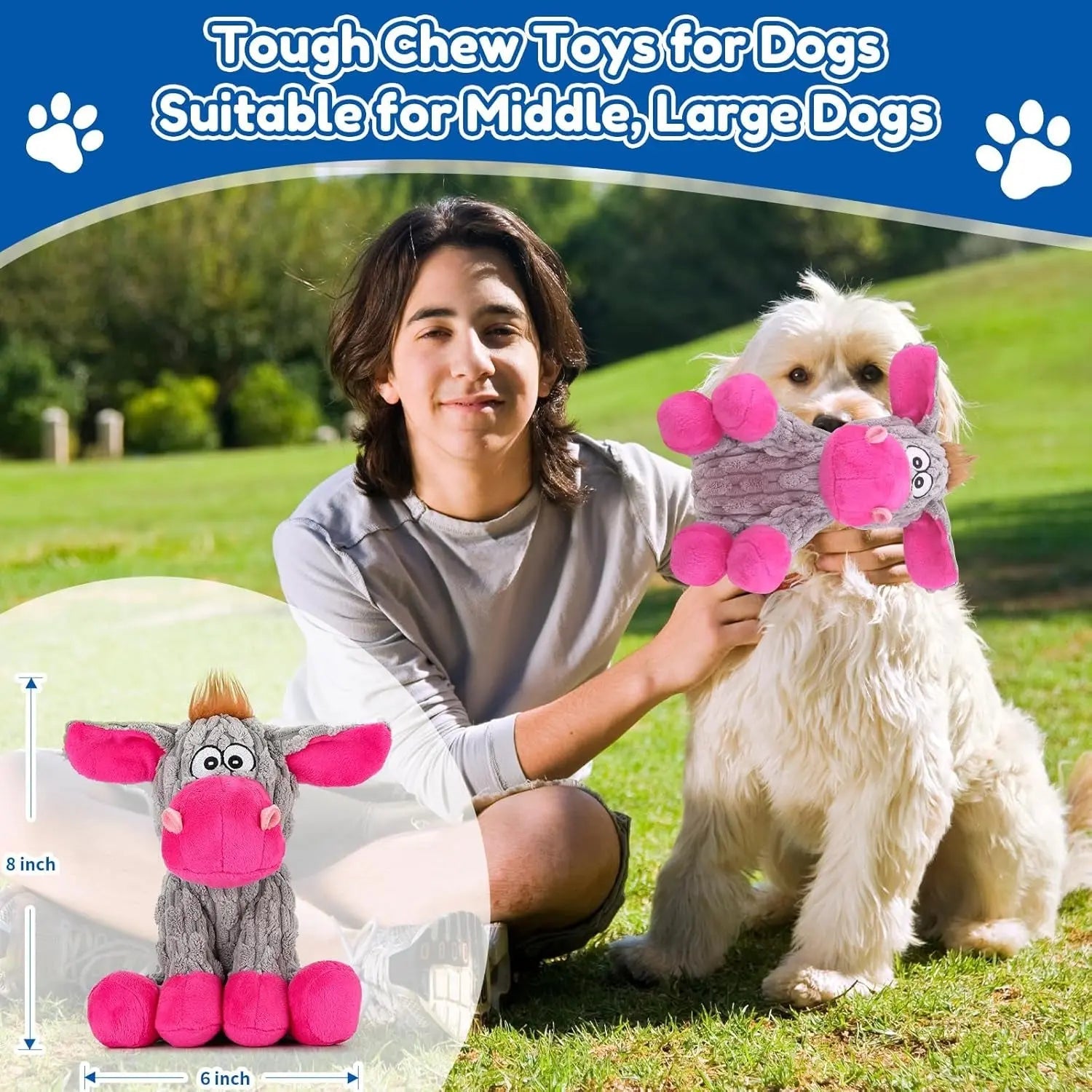 Plush Crinkle and Squeaky Dog Toy for All Life Stages