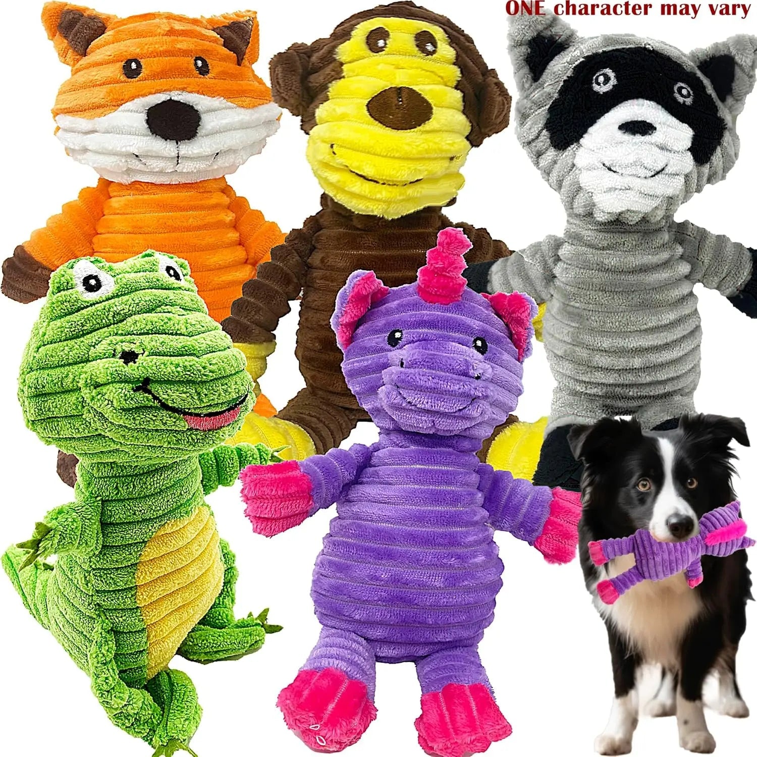 Plush Squeaky Dog Toy Set, 5-Pack for Medium & Large Dogs