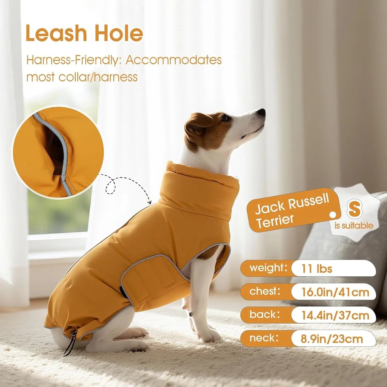 FUAMEY Puffer Waterproof Dog Jacket with Adjustable Fit