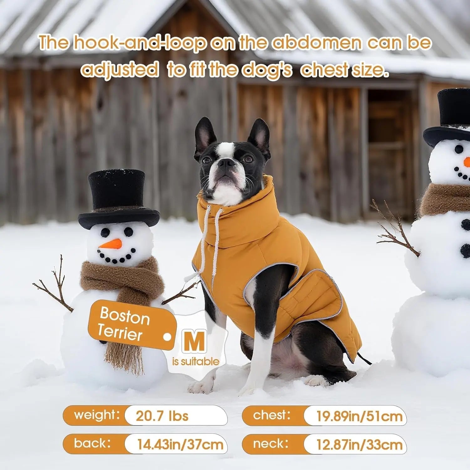FUAMEY Puffer Waterproof Dog Jacket with Adjustable Fit