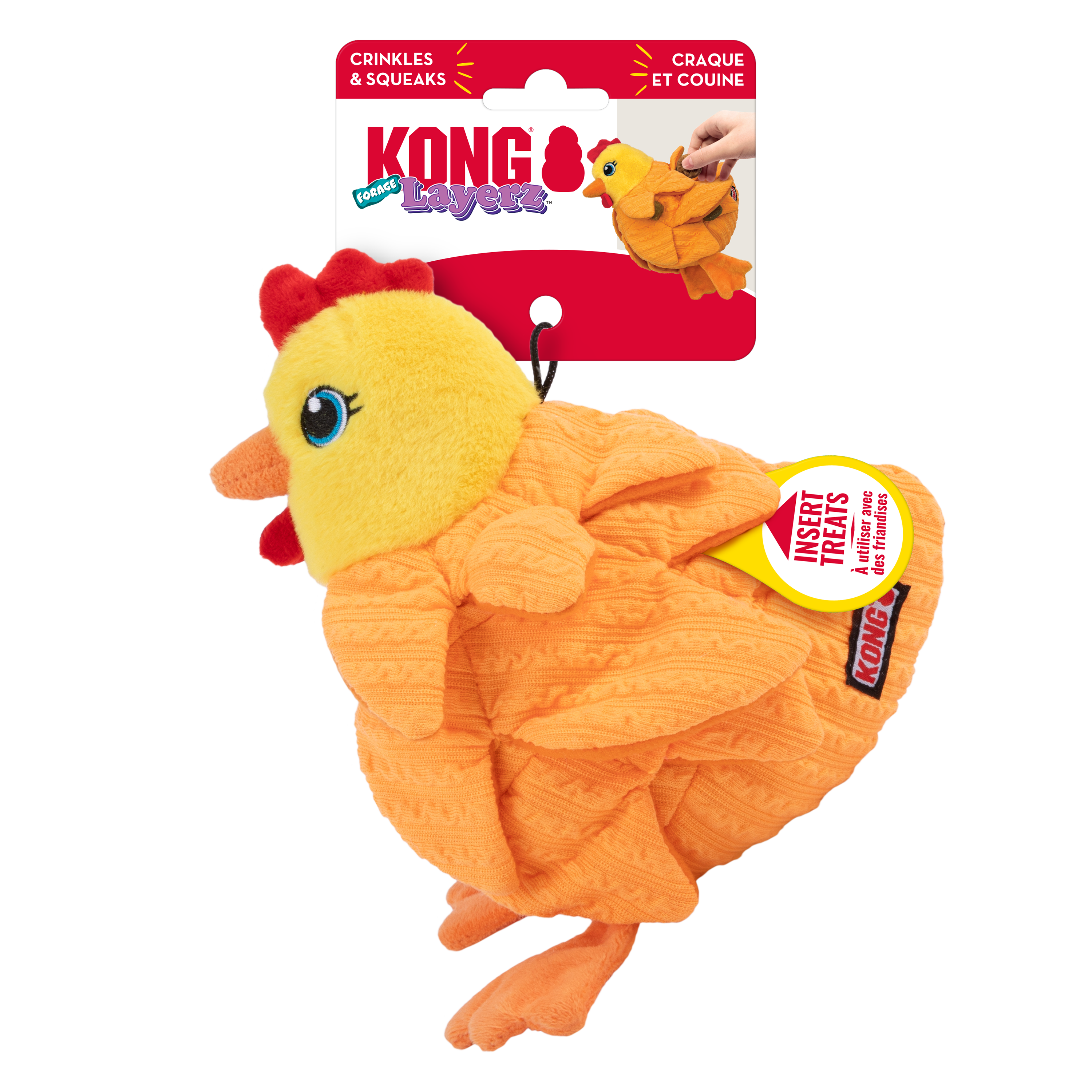 KONG Layerz Forage Hen Plush Dog Toy with Treat Hiding Layers