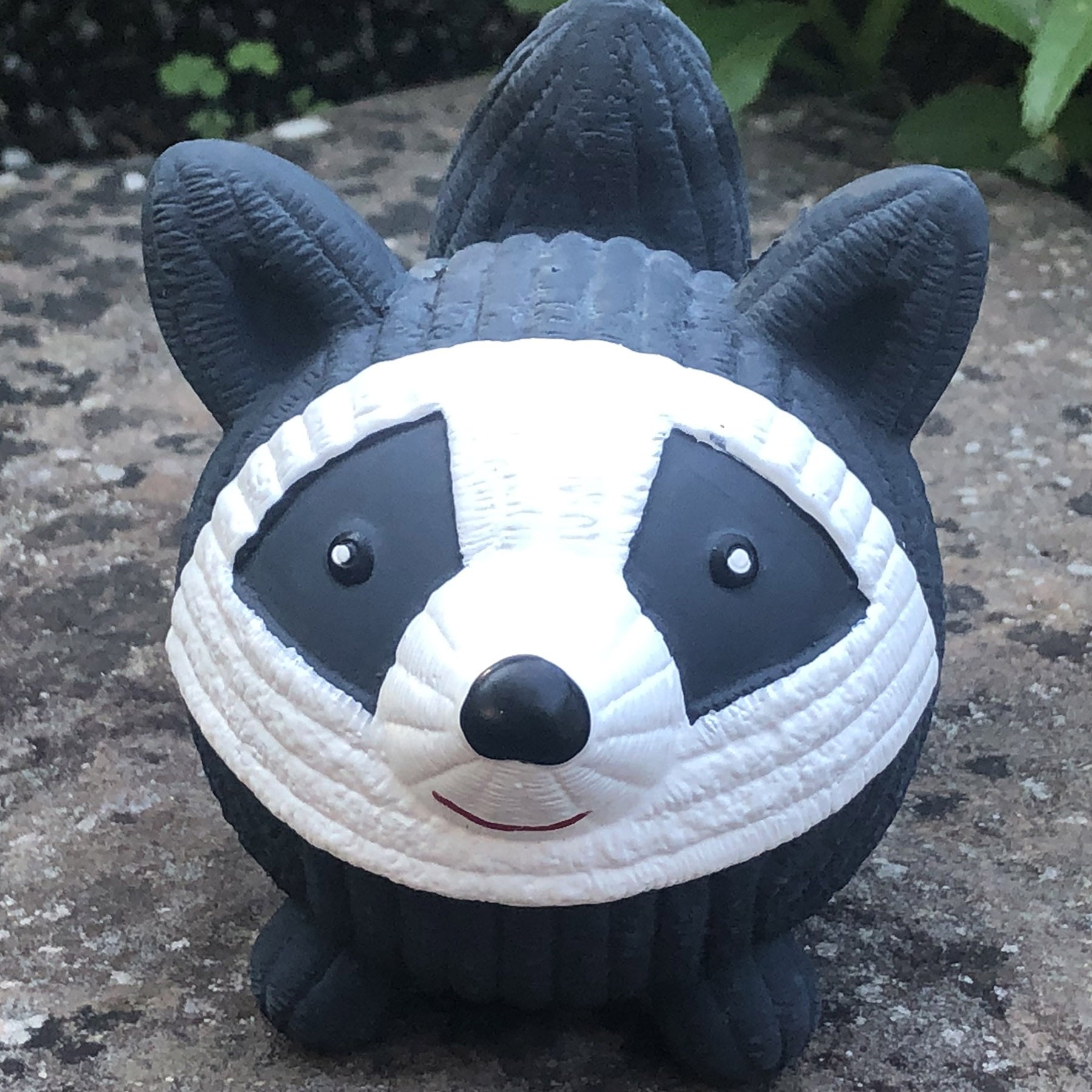 Reggie the Raccoon Ruff-Tex Ball Dog Toy, 3" Latex, Squeaker, Floats