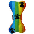 Rainbow Paw Bone Dog Toy – Soft Minky Fleece, Squeaky, Small or Medium