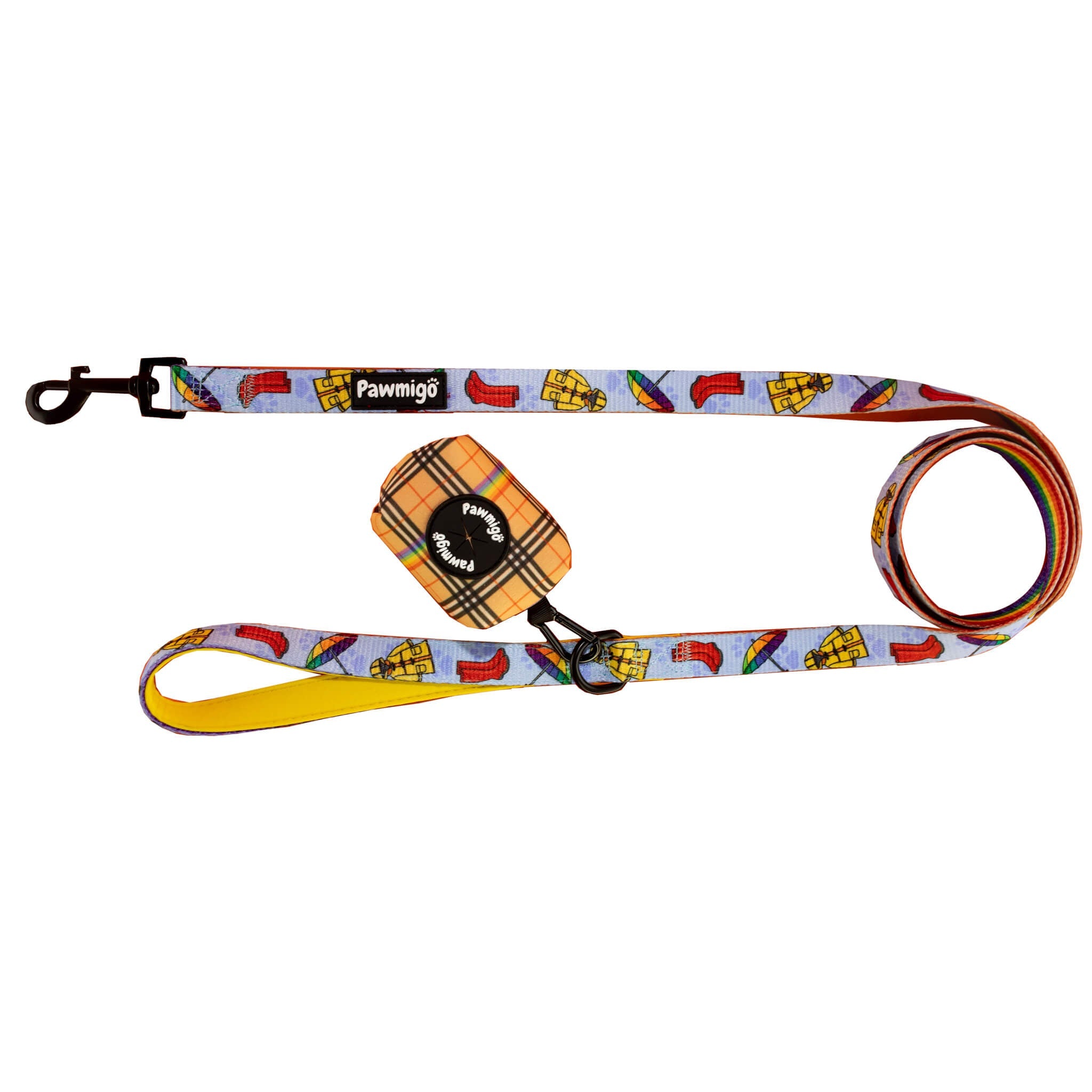 April Showers Leash Kit with Poop Bag Holder, 5-Foot Rainbow Set