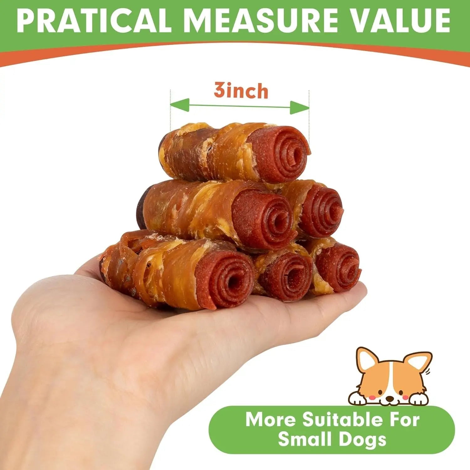 Triple Flavor Rawhide-Free Dog Treat Rolls for Small Dogs, 16 Pack