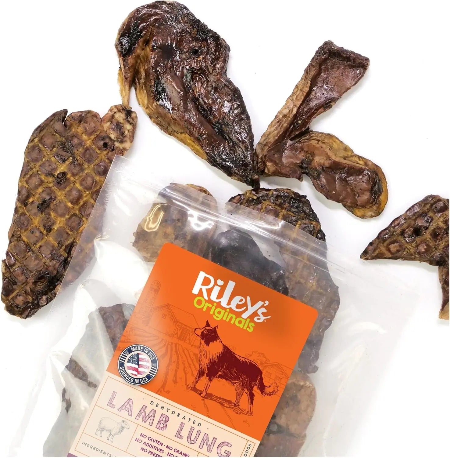 Riley’s Dehydrated Lamb Lung Dog Treats – Single Ingredient