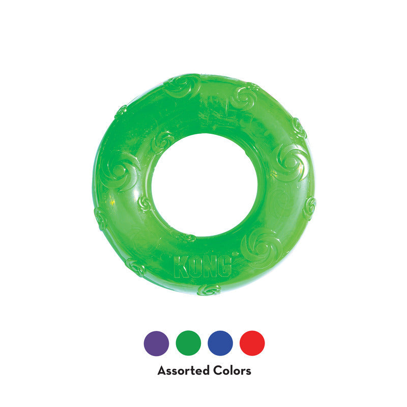 KONG Squeezz Ring Dog Toy with Recessed Squeaker