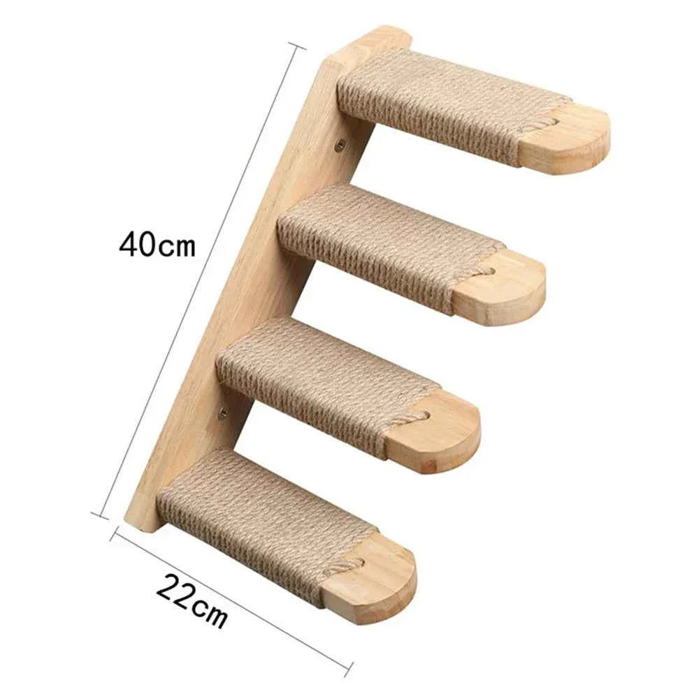 Wall-Mounted Cat Climbing Rope with Solid Wood and Sisal