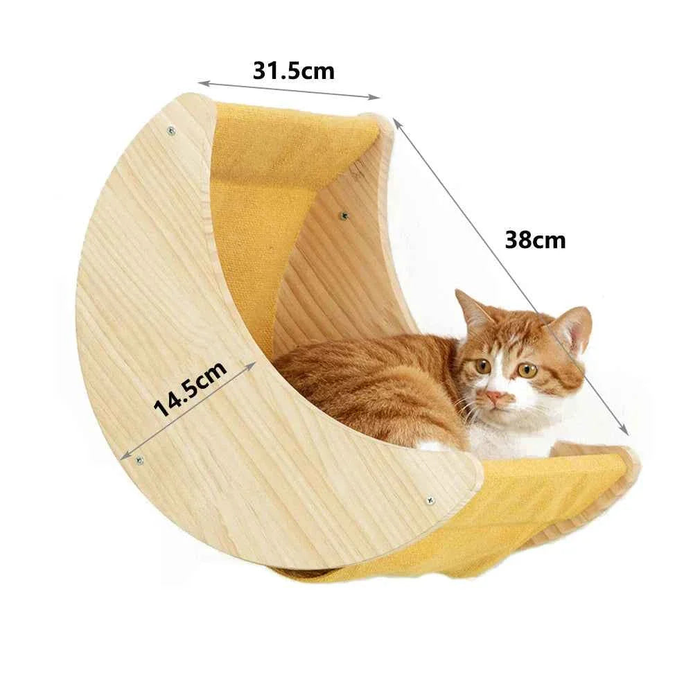 Wall-Mounted Cat Climbing Rope with Solid Wood and Sisal