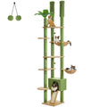 Height-Adjustable Wooden Cat Tree with Hammock and Sisal Posts