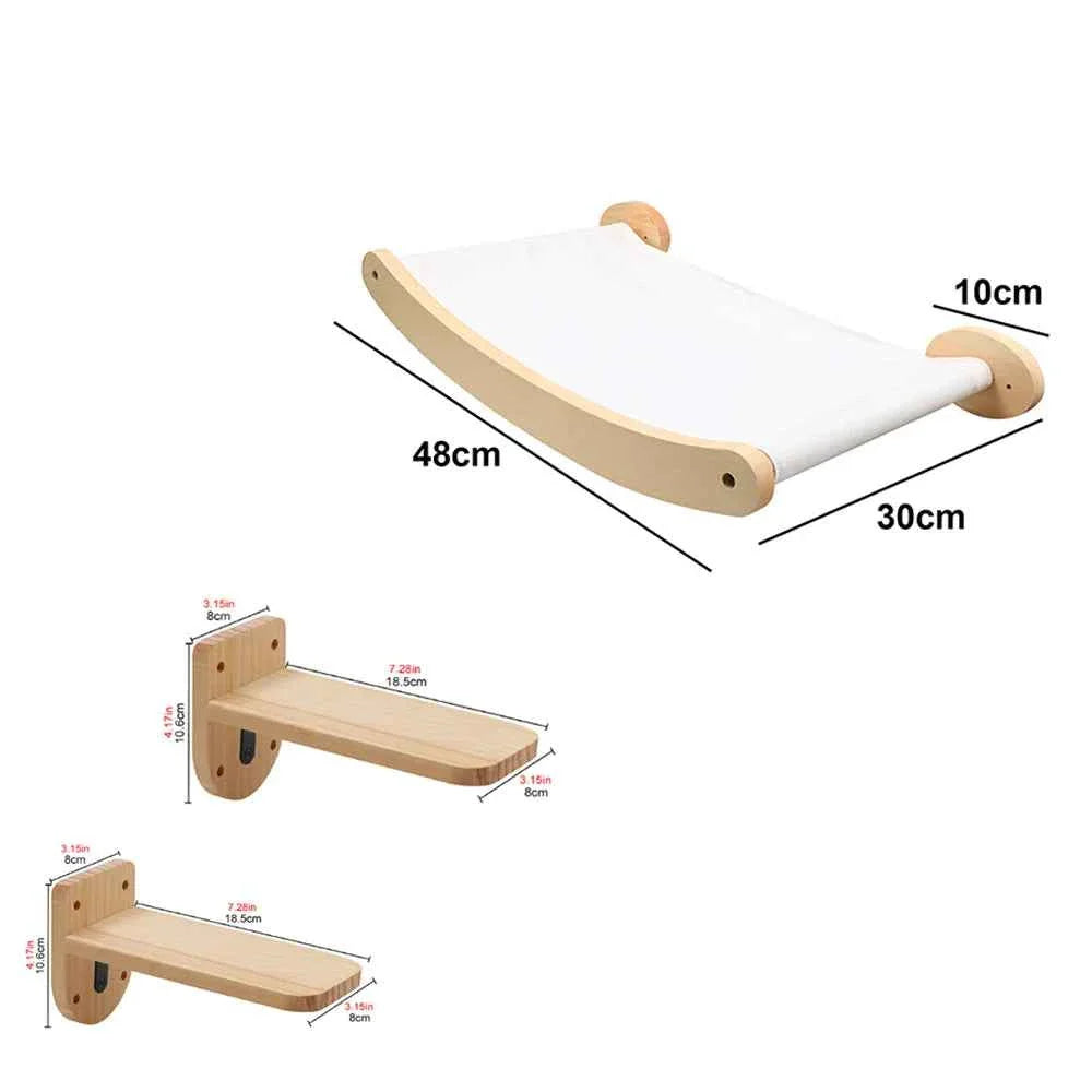 Wall-Mounted Cat Climbing Rope with Solid Wood and Sisal