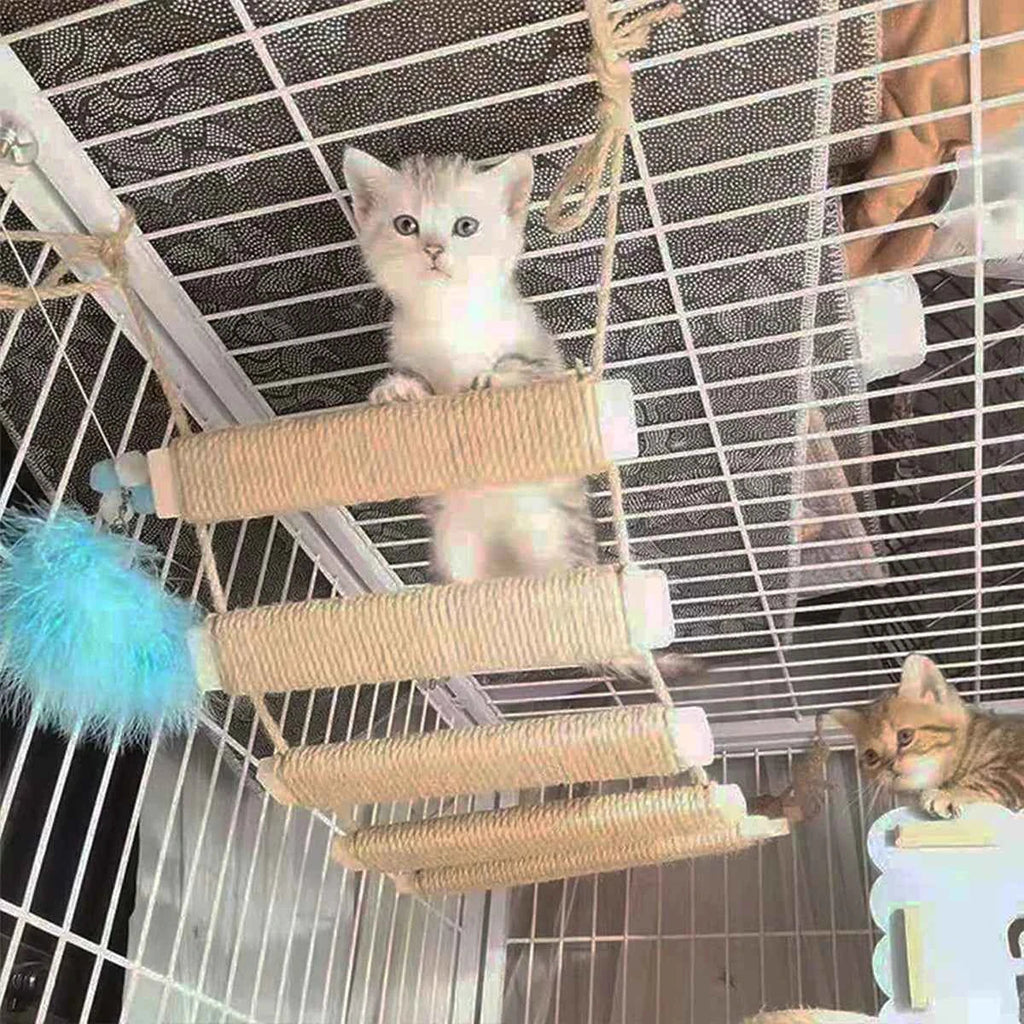 Wooden Cat Climbing Bridge & Ladder with Sisal Scratching Post