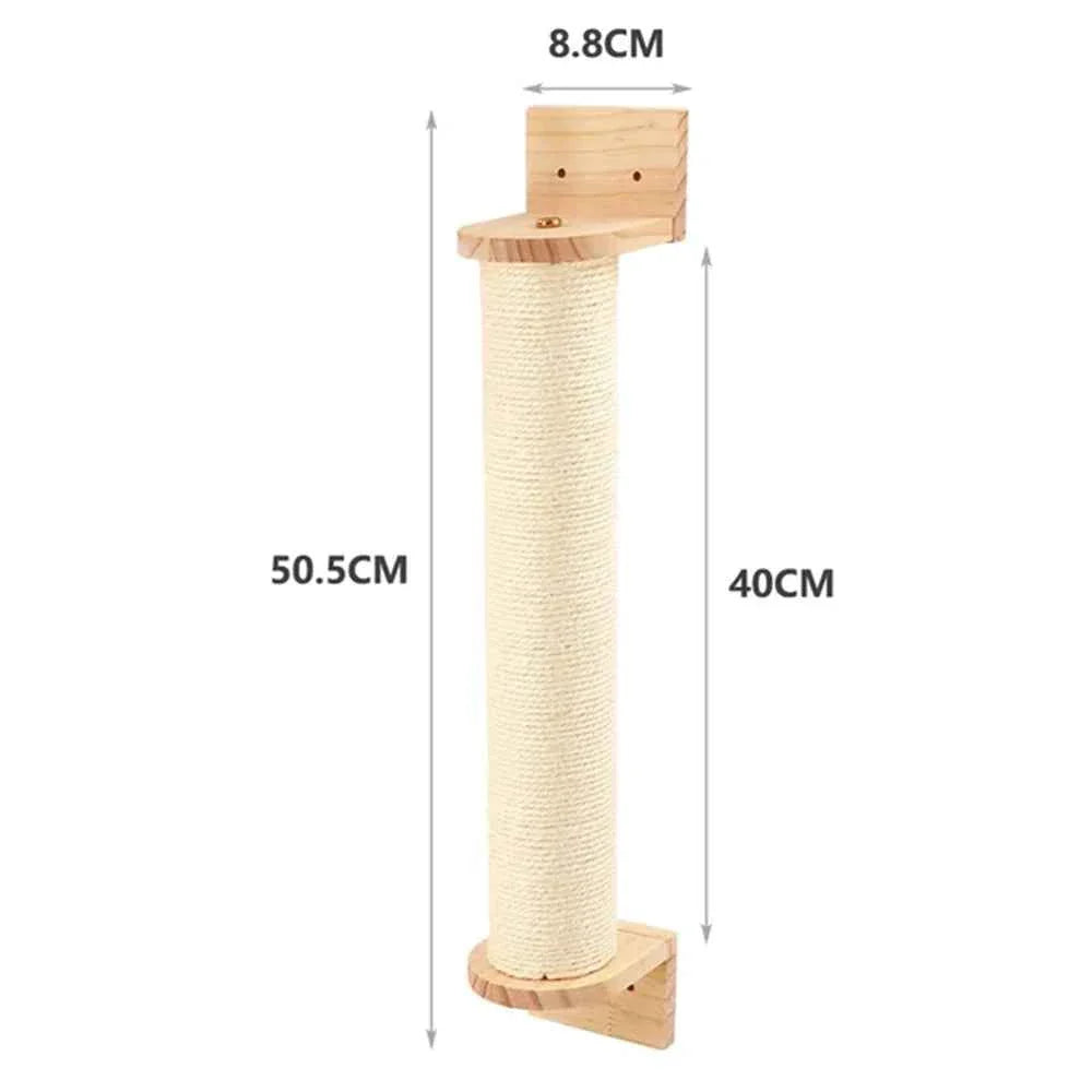 Wall-Mounted Cat Climbing Rope with Solid Wood and Sisal