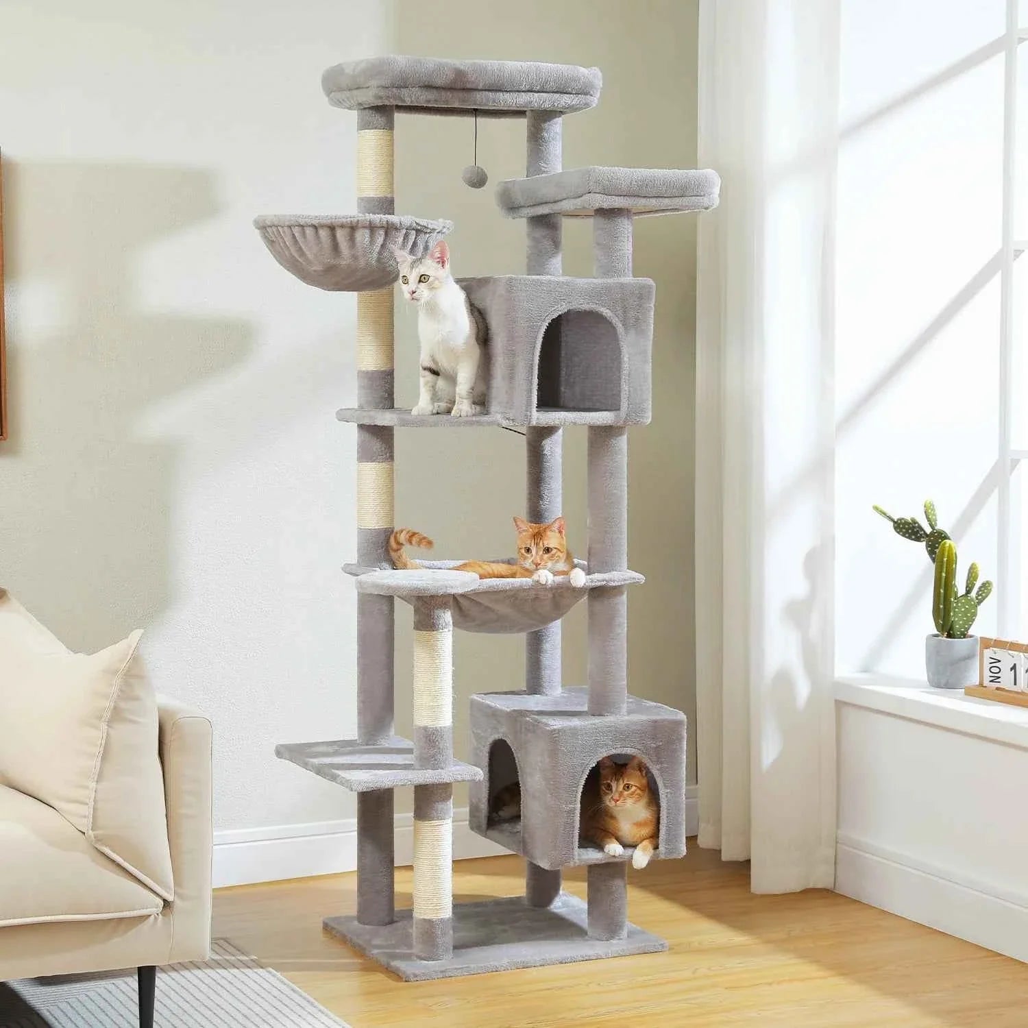 Extra Tall Multi-Level Cat Tree for Multiple Cats, 5+ Tiers
