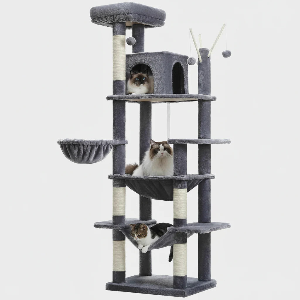 Extra Tall Multi-Level Cat Tree for Multiple Cats, 5+ Tiers