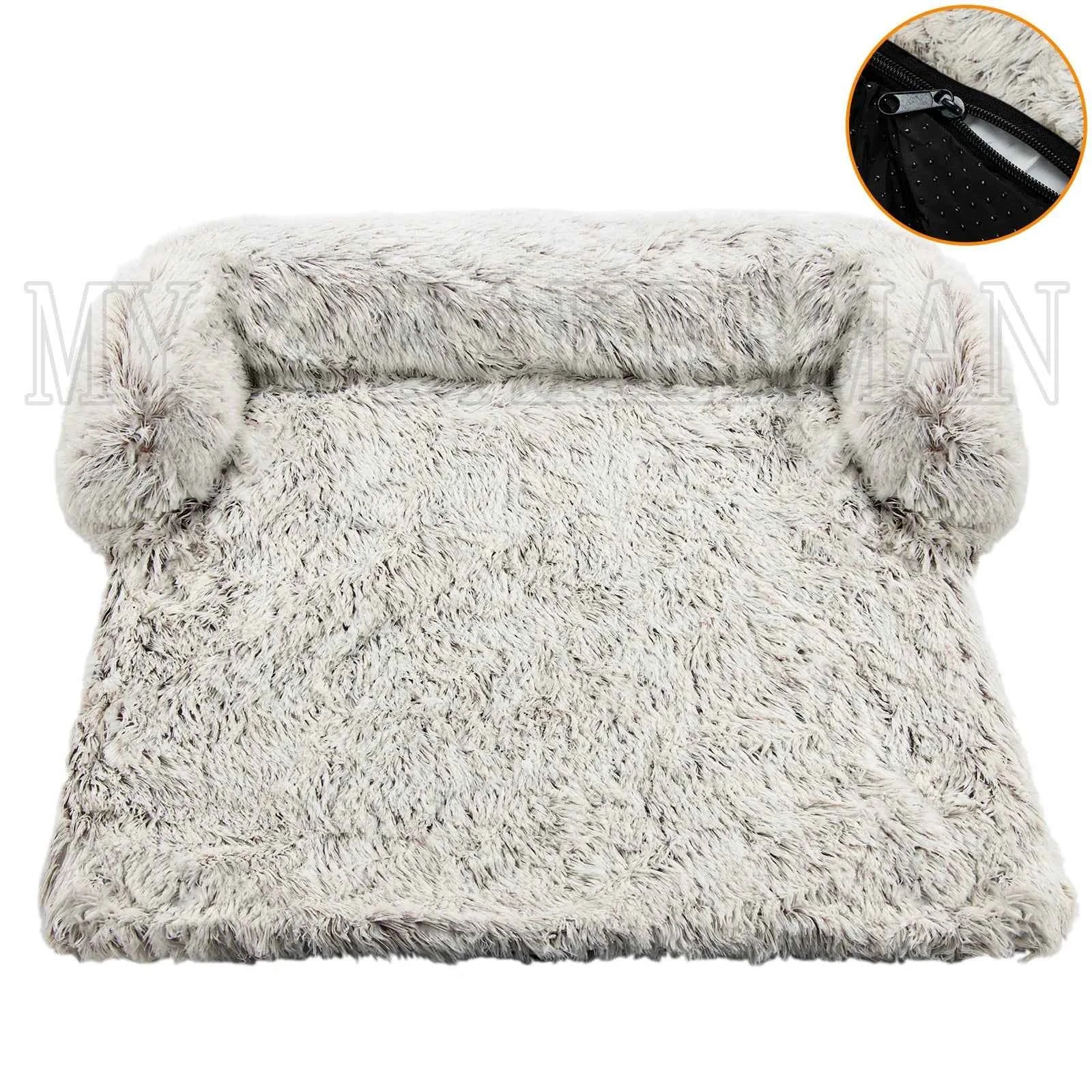 Plush Suede & Faux Fur Pet Mat with Waterproof Lining