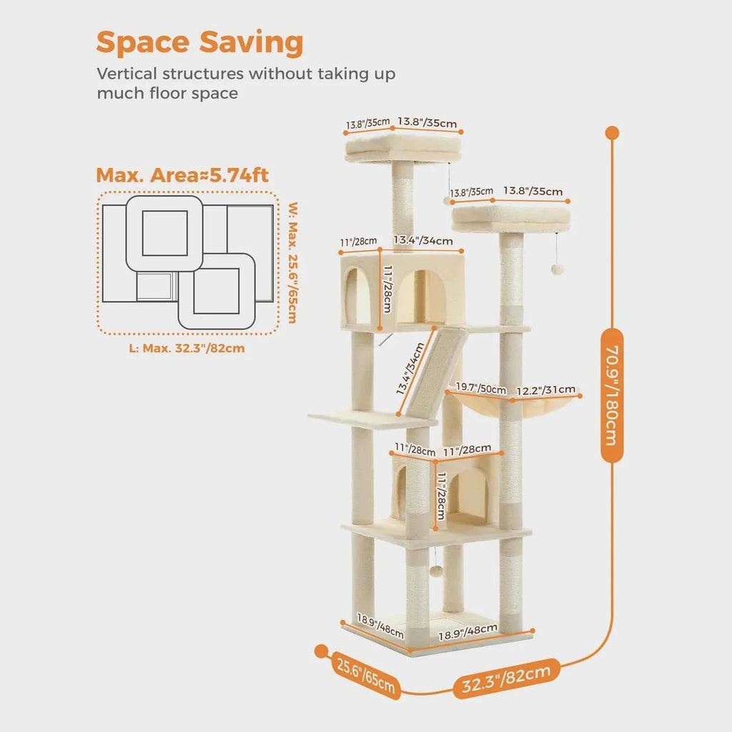 Extra Tall Multi-Level Cat Tree for Multiple Cats, 5+ Tiers