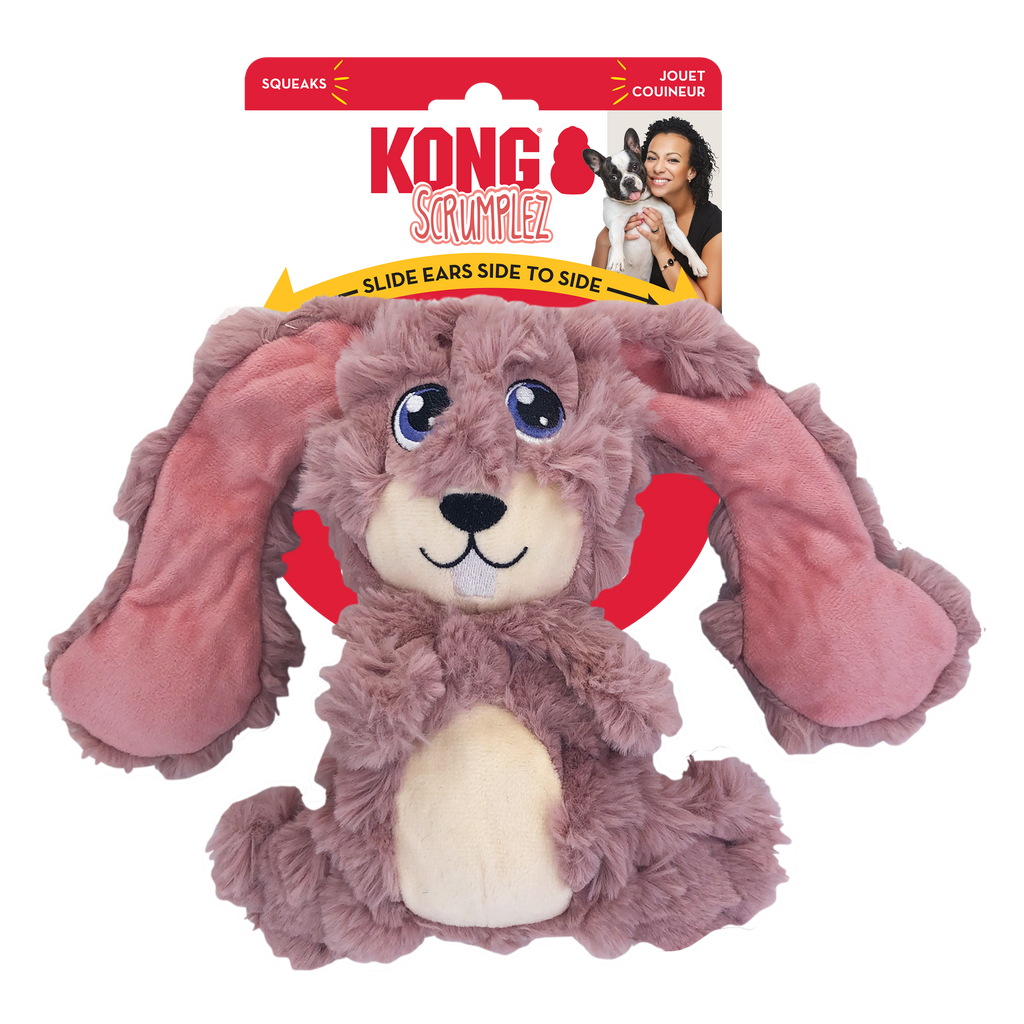 KONG Scrumplez Plush Dog Toy with Sliding Ears and Squeaker