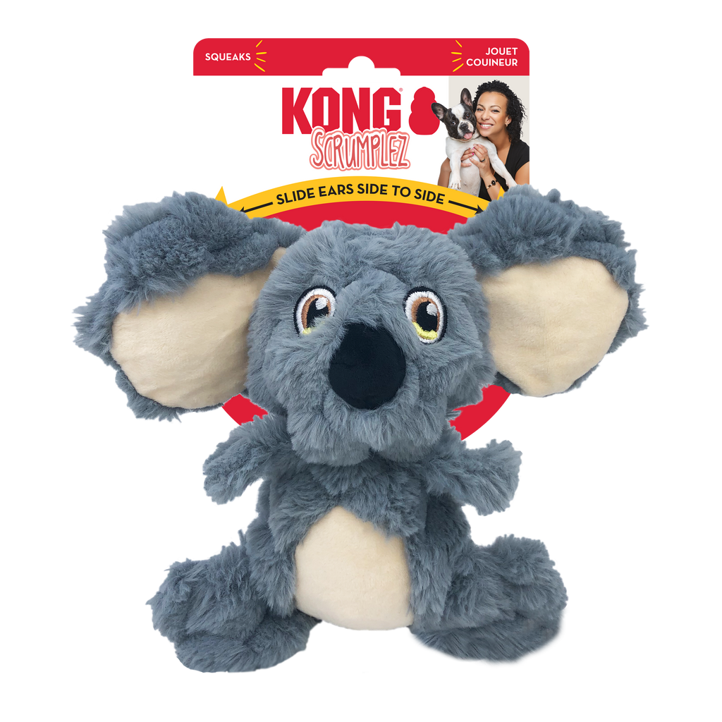 KONG Scrumplez Critter Plush Dog Toy with Sliding Ears and Squeaker