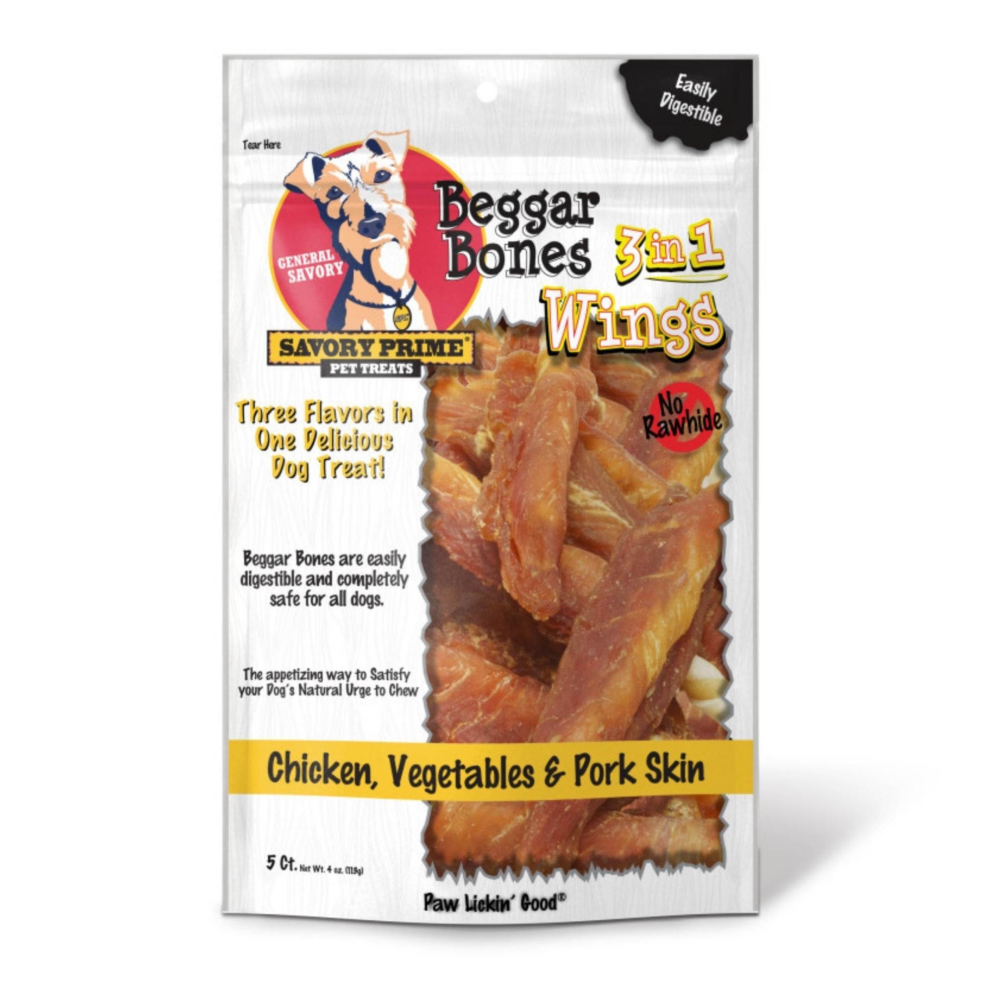 Beggar Bone Wings Digestible Dog Chews with Chicken Breast