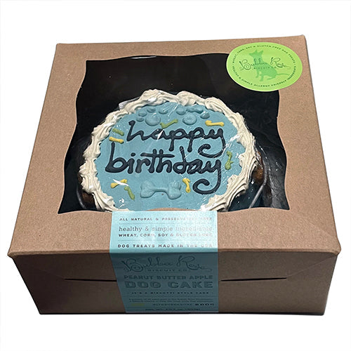 Peanut Butter Apple Dog Birthday Cake with Candle, Serves 4 Medium Dogs