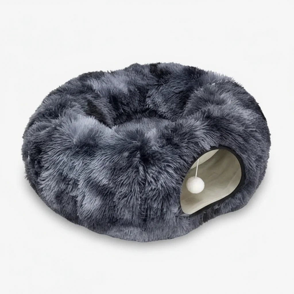 Plush Cat Tunnel Bed with Removable Cover