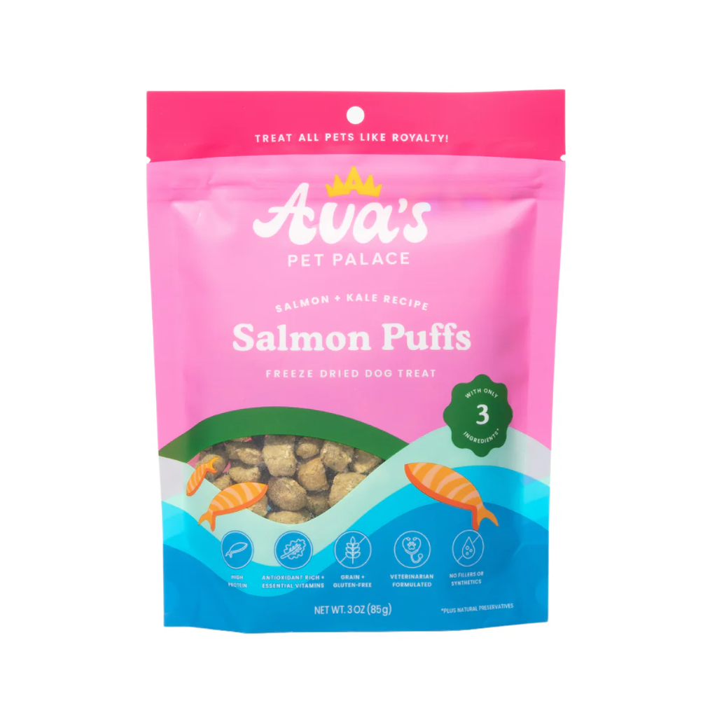 Ava's Pet Palace Salmon Puffs Dog Treats, 3 oz