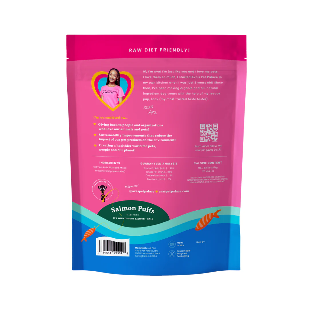 Ava's Pet Palace Salmon Puffs Dog Treats, 3 oz