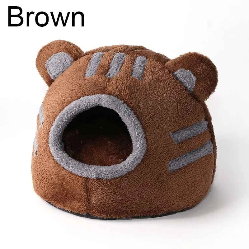 Winter Deep Sleep Bear Cave Cat Bed, Plush Enclosed Nest