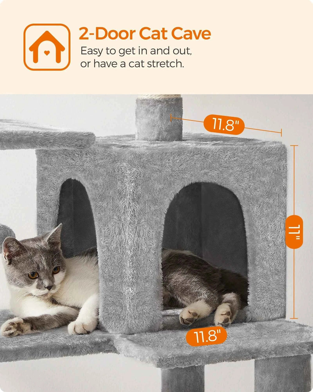 Multi-Level Cat Tree for 4 Cats, 56.3" with Hammock & Condo