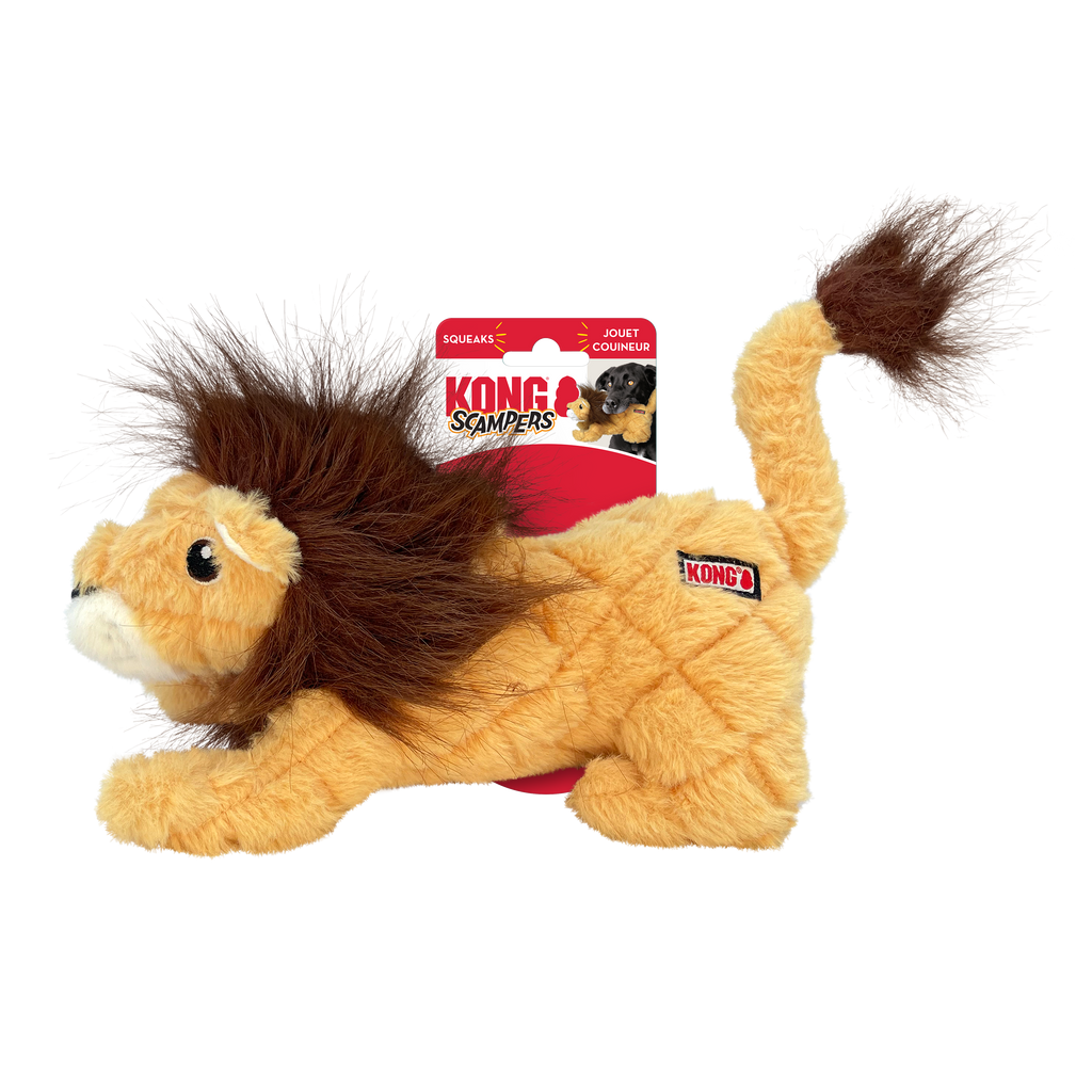 KONG Scampers Wildlife Plush Dog Toy with Squeaker