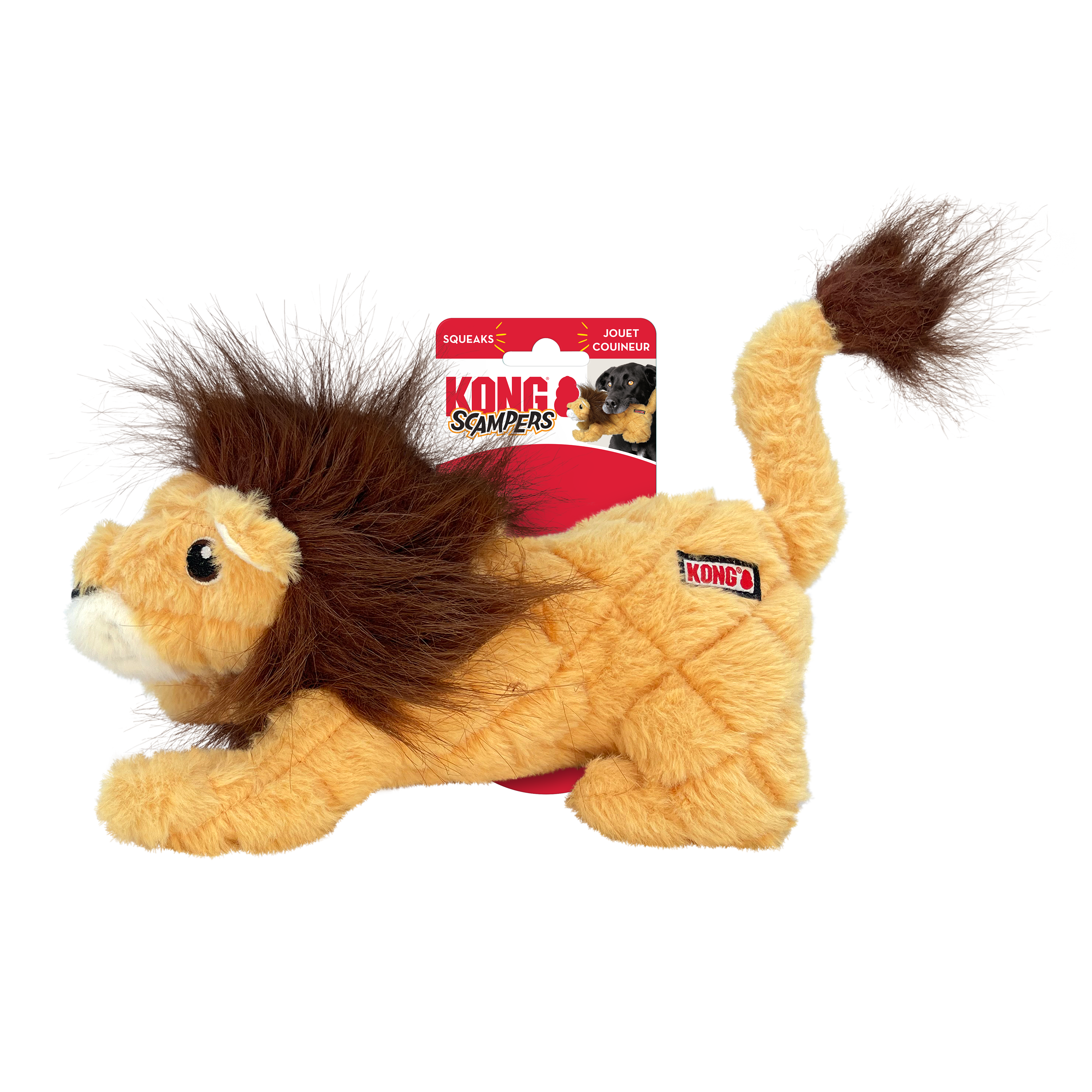 KONG Scampers Wildlife Plush Dog Toy with Squeaker