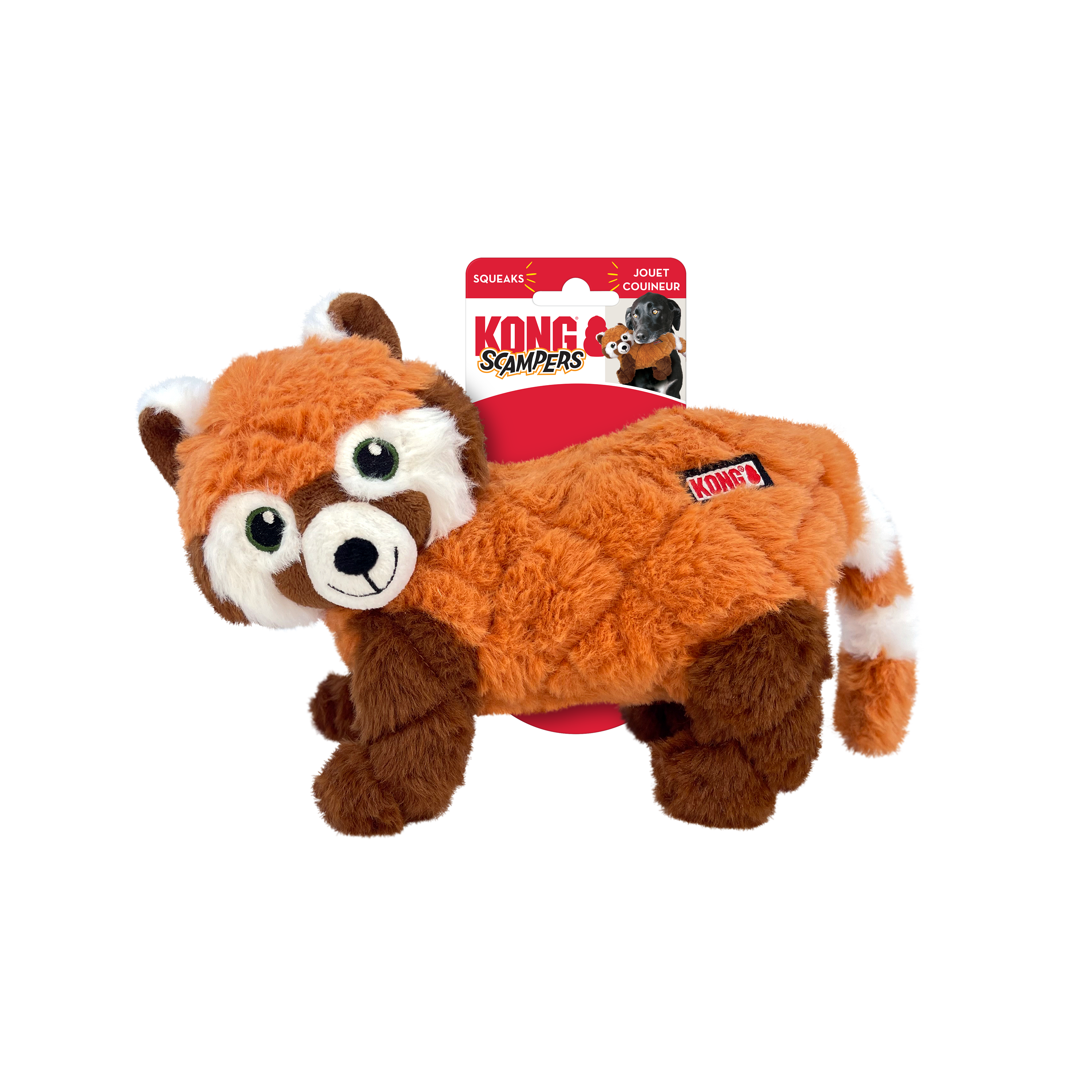 KONG Scampers Plush Wildlife Dog Toy with Squeaker