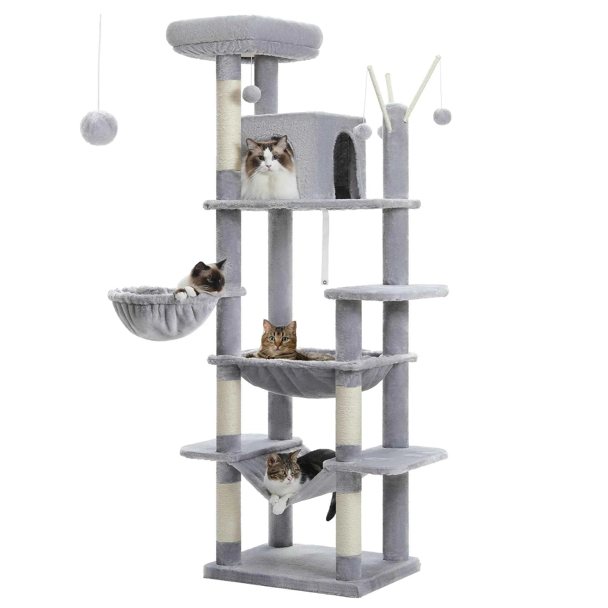 Extra Tall Multi-Level Cat Tree for Multiple Cats, 5+ Tiers