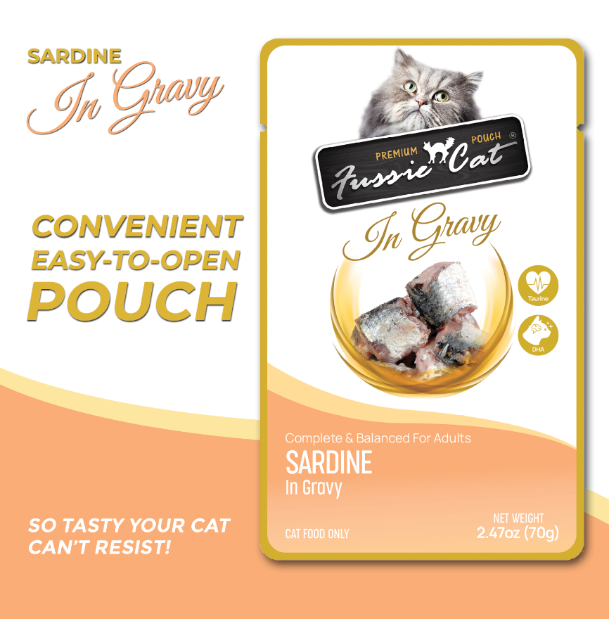 Fussie Cat Sardine in Gravy Premium Pouch for Adult Cats