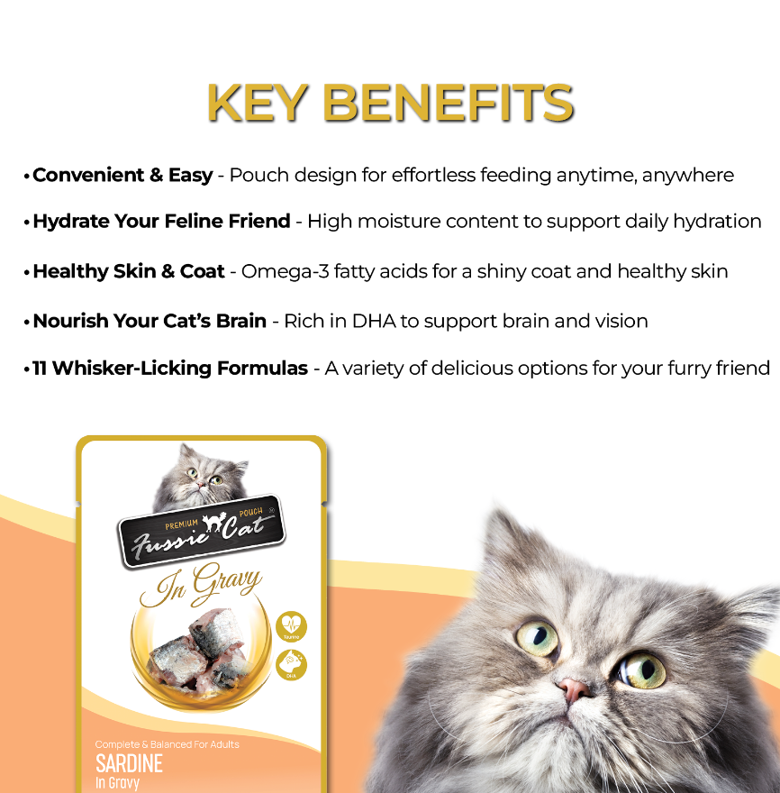 Fussie Cat Sardine in Gravy Premium Pouch for Adult Cats