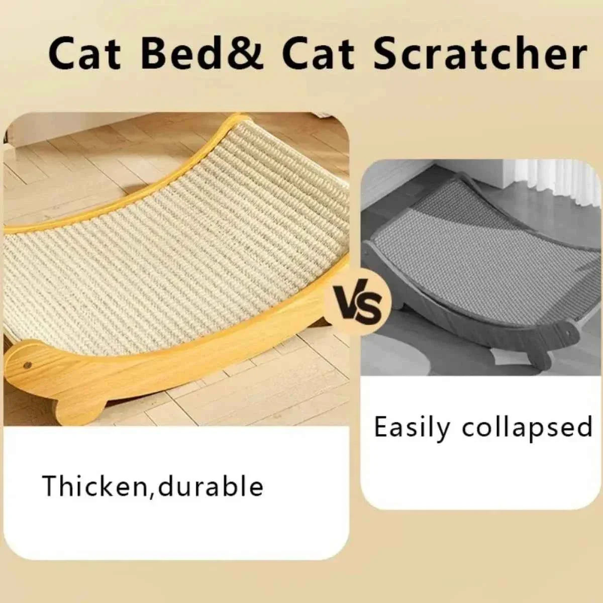 Wooden Cat Scratching Pad Bed with Detachable Design