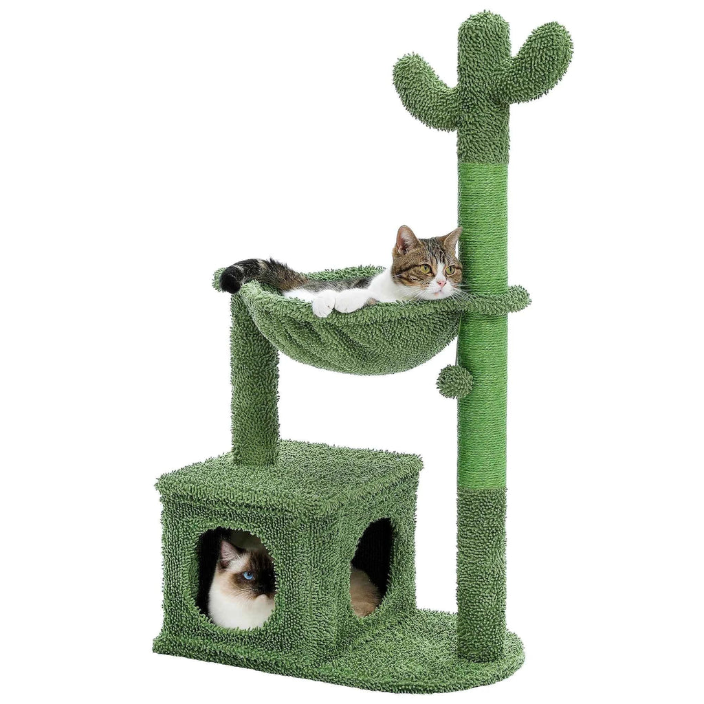 Cactus Cat Tree with Condo and Hammock for Small Cats