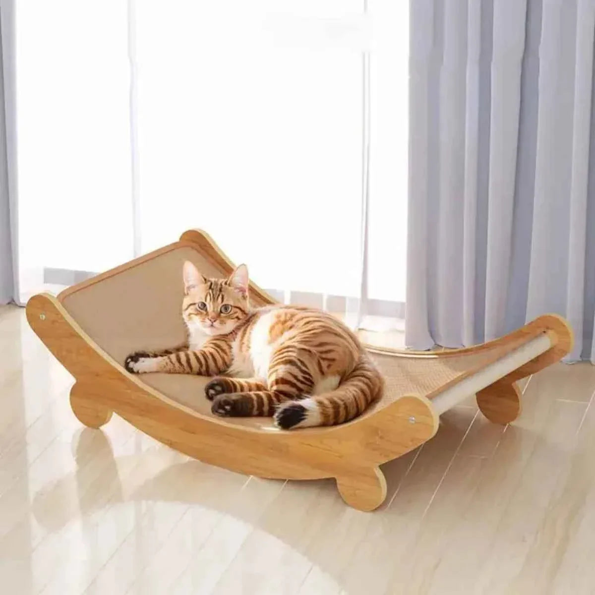 Wooden Cat Scratching Pad Bed with Detachable Design