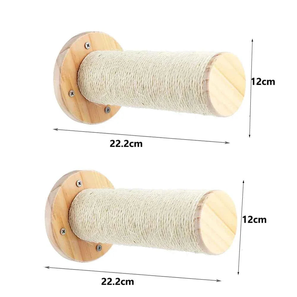 Wall-Mounted Cat Climbing Rope with Solid Wood and Sisal