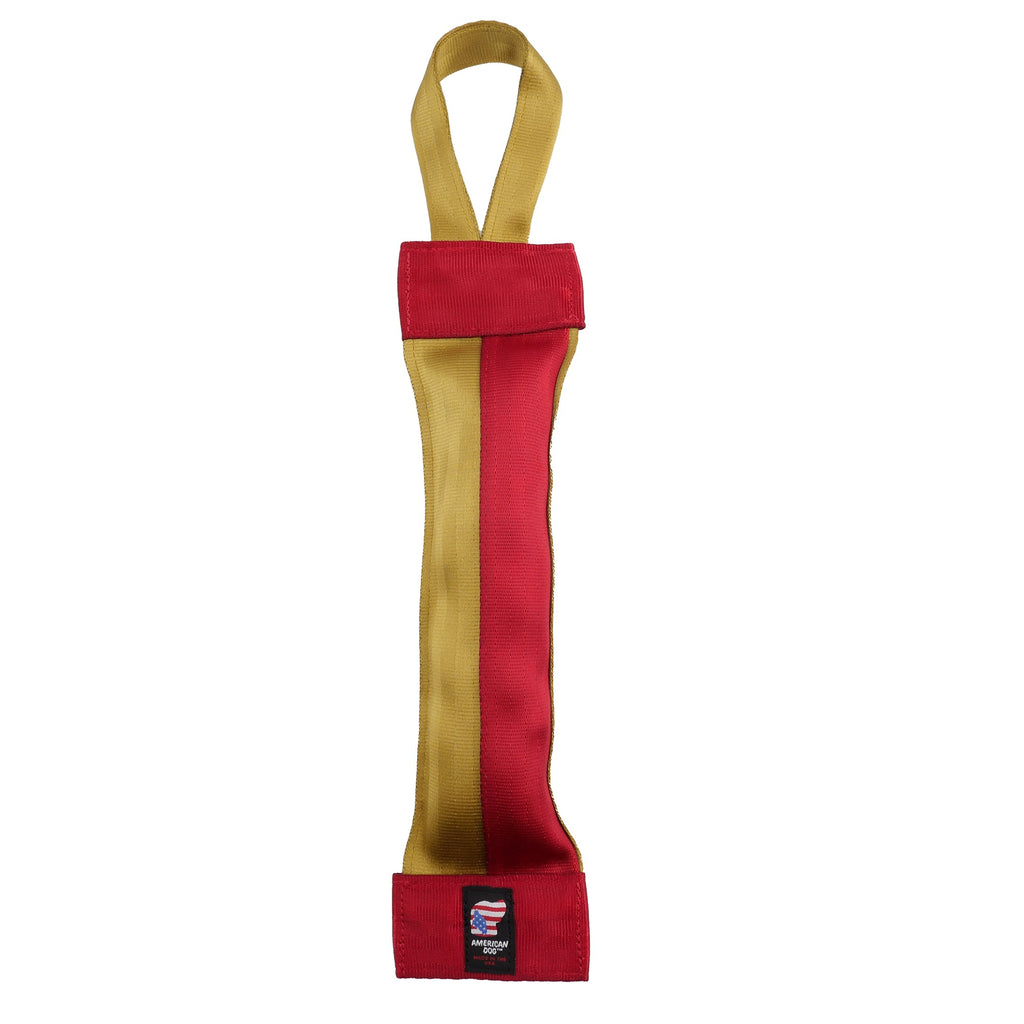 Seatbelt 2-Tone Tube Tug Dog Toy – Red/Gold or Blue/Silver