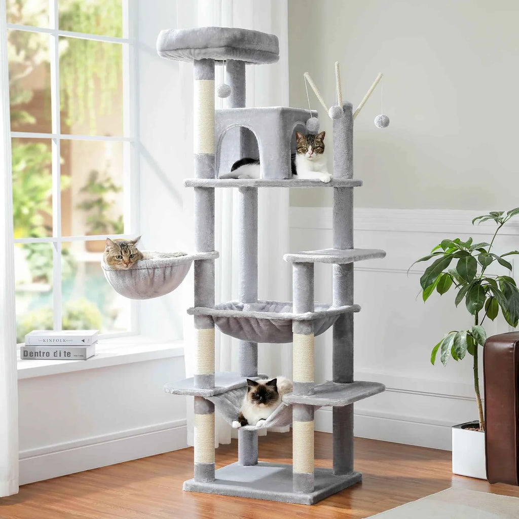 Extra Tall Multi-Level Cat Tree for Multiple Cats, 5+ Tiers