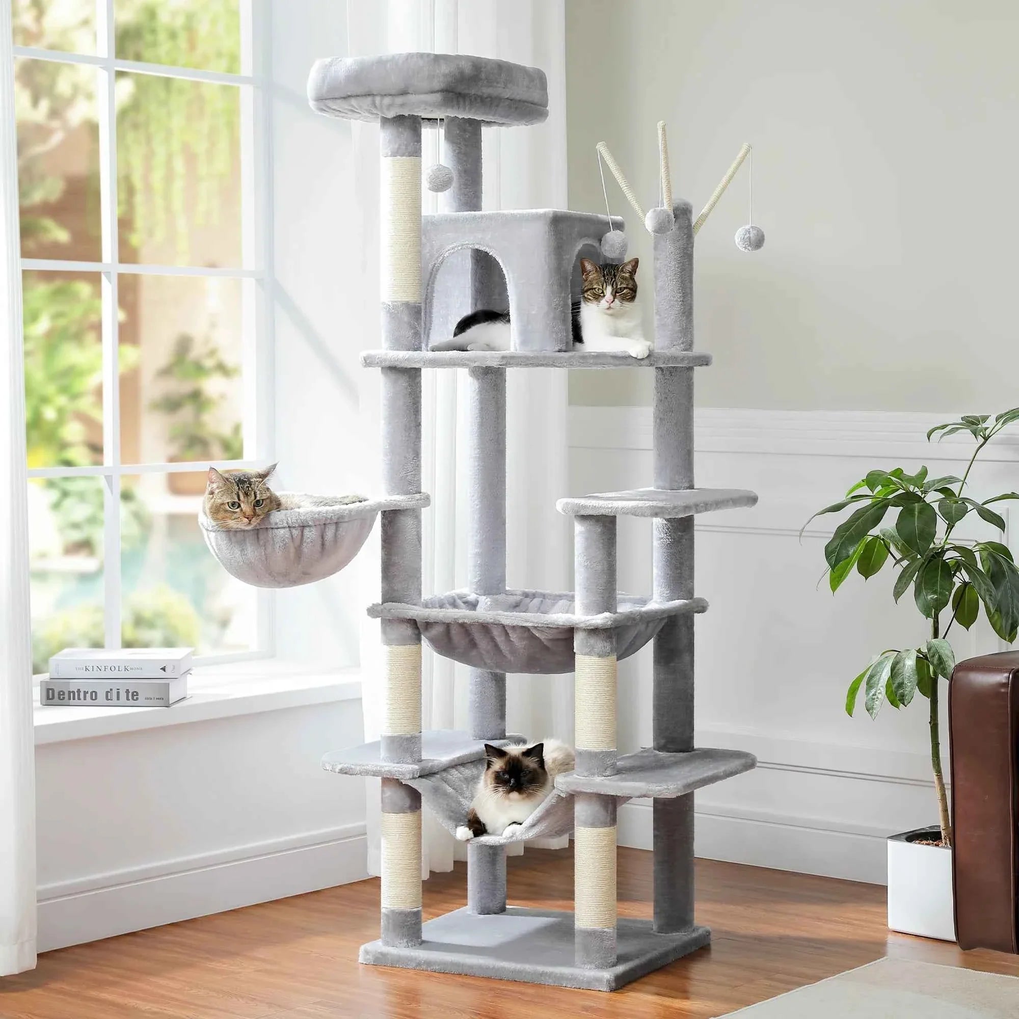 Extra Tall Multi-Level Cat Tree for Multiple Cats, 5+ Tiers