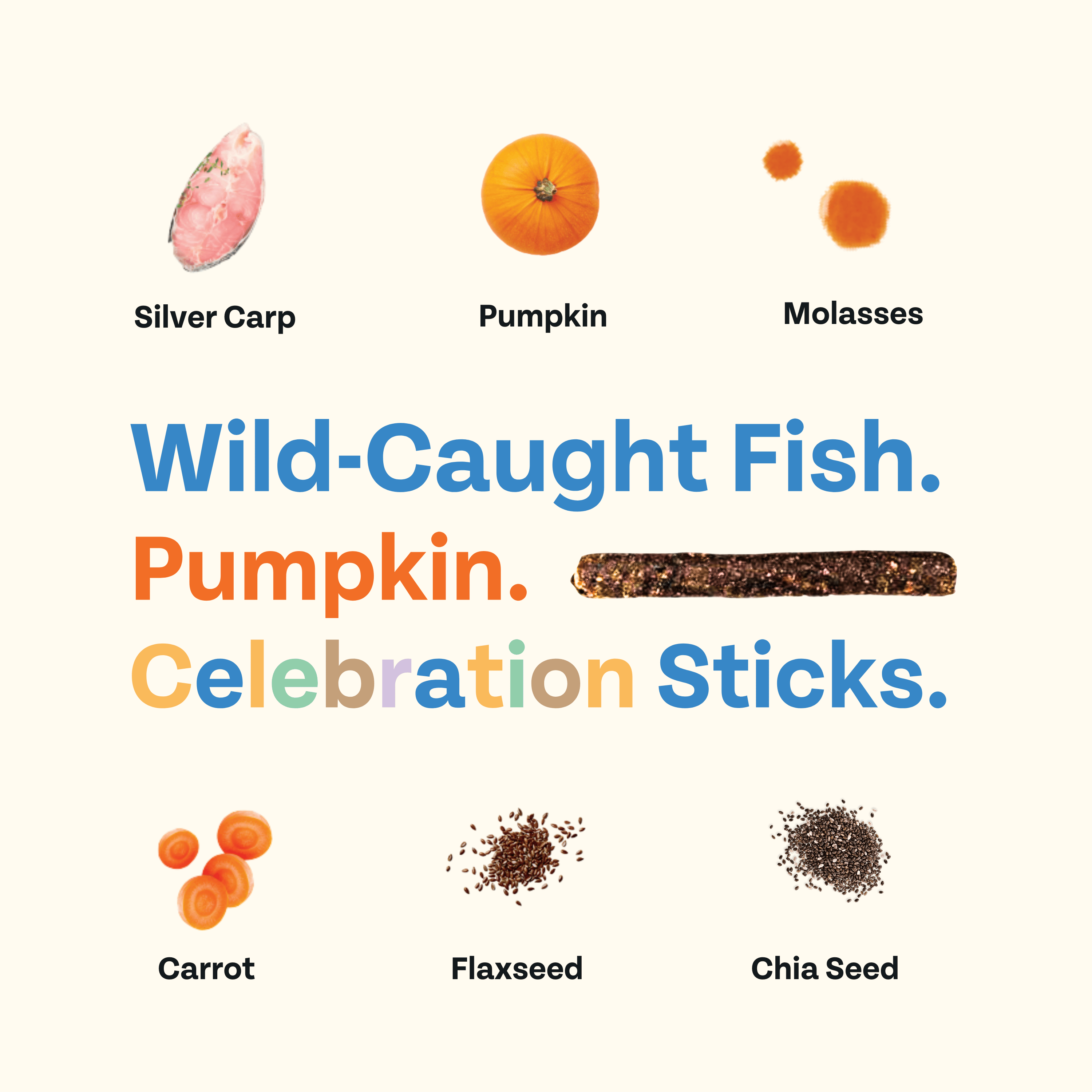 Celebration Sticks Dog Treats with Wild-Caught Silver Carp & Pumpkin