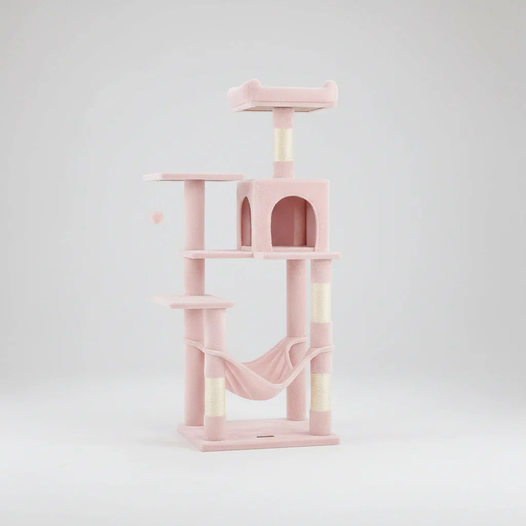 Multi-Level Cat Tree for 4 Cats, 56.3" with Hammock & Condo