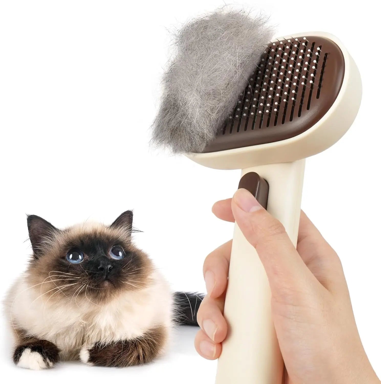 Self Cleaning Cat Brush for Shedding & Massage Short Long Hair Grooming