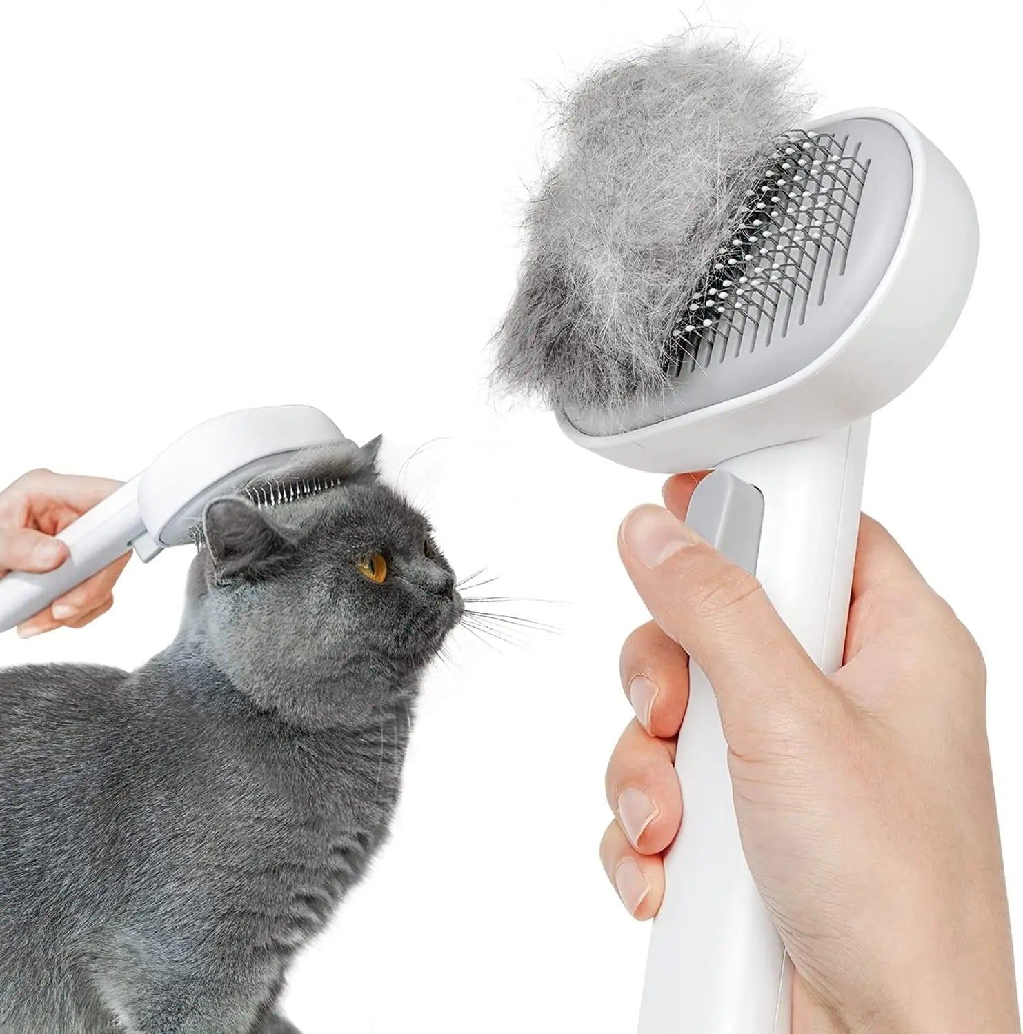 Self Cleaning Cat Brush for Shedding & Massage Short Long Hair Grooming