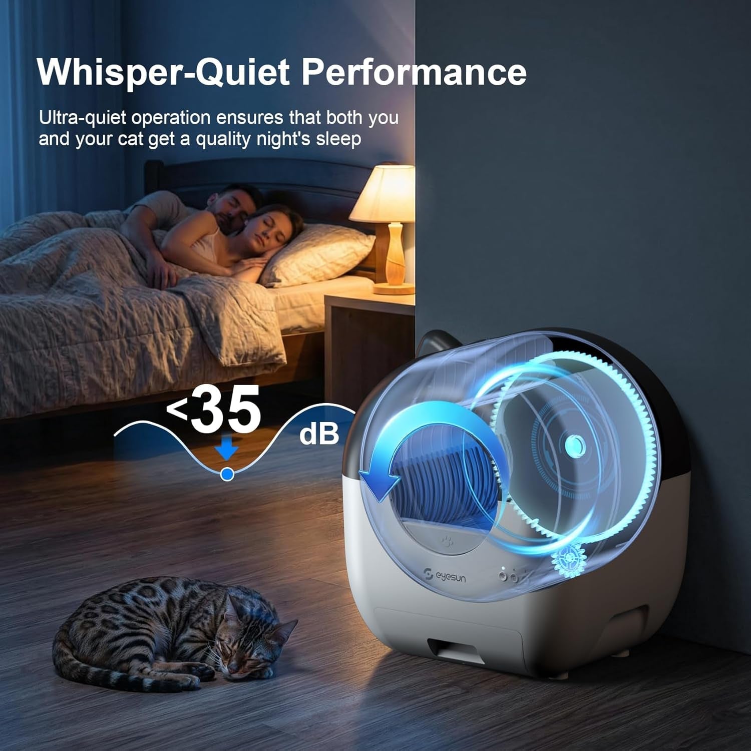 Self Cleaning Cat Litter Box 76L Smart App Control Quiet Multi-Cat